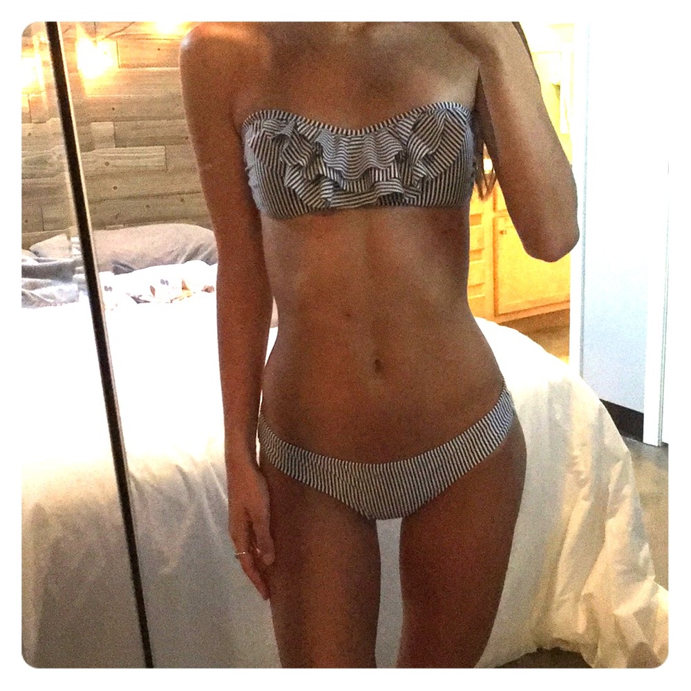 Abercrombie & Fitch Navy and White Striped Bikini